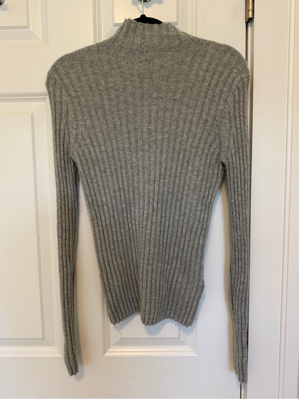 J. Crew Light Gray Cashmere Ribbed Mock Turtleneck Sweater